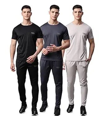 Mack Jonney Dryfit Solid Lycra Tracksuit Co-ord Sets for Men (Pack of 3)-DRYFIT_T_D10_BLK_GRY_L.GRY_06-P