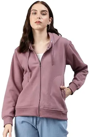 ADBUCKS Women's Cotton Winter Jacket Sweatshirts Casual Drawstring Clothes Zip Up Hoodie With Front Pocket Ii Womens Hoodies Ii Womens Jacket Ii Winter Sweater Hoodie For Women & Girls