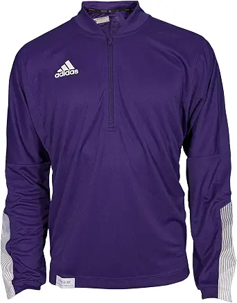 adidas Mens Long Sleeve 1/4 Zip Knit Fleece Pullover Sweatshirt, Team Collegiate Burgundy/White